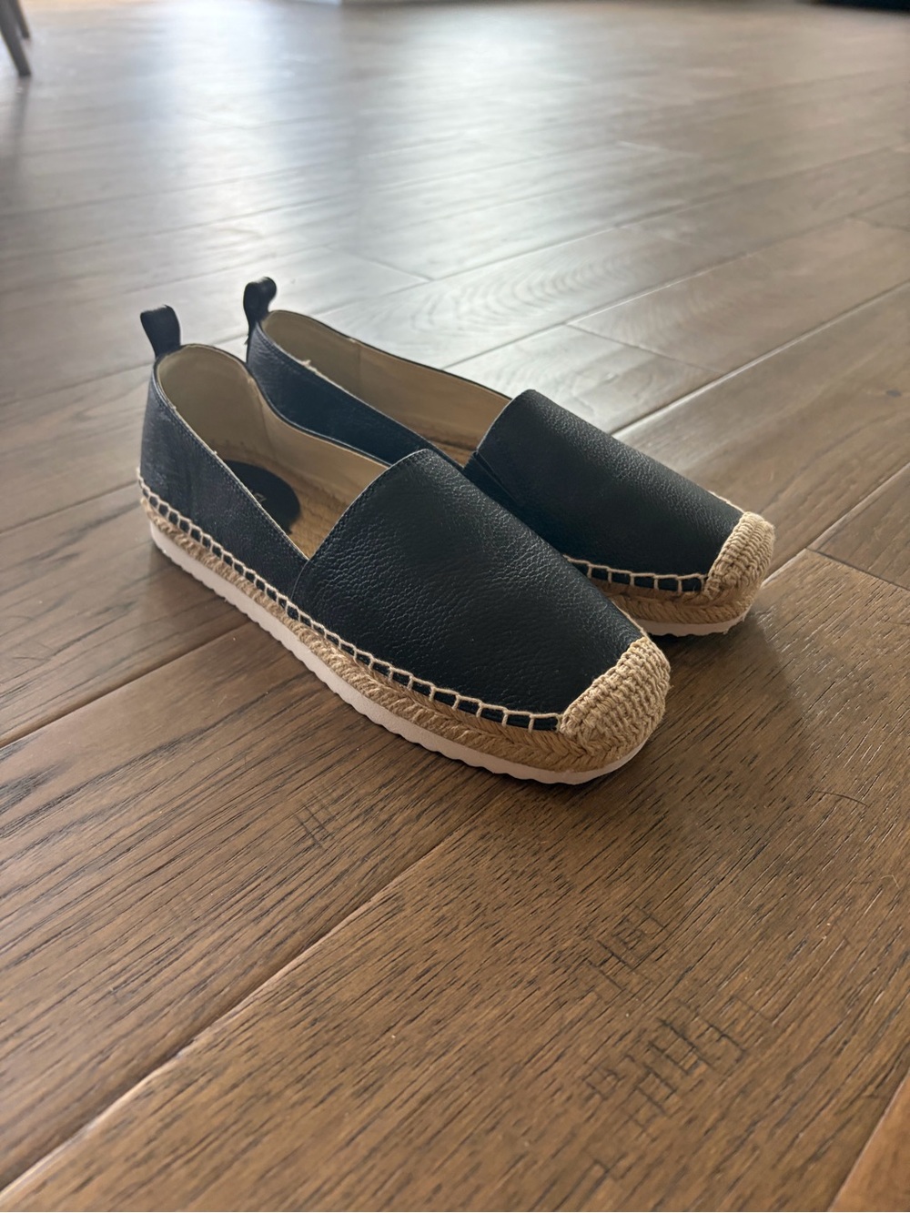 MICHAEL Michael Kors Black Espadrille Slip-On with Natural Jute Toe